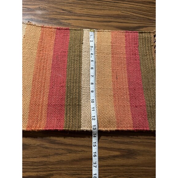 Woven tan orange green red striped placemats set of four - Picture 4 of 5